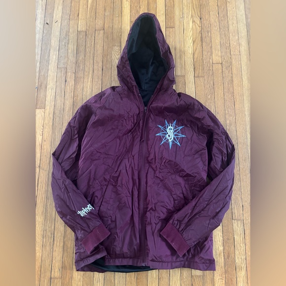 Slipknot Other - 🔥 Vintage Slipknot Burgundy Hooded Zip Up Jacket Logo on Front Back & Sleeve Lg